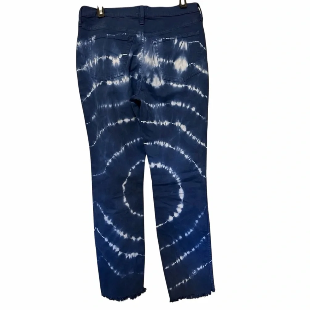 J.Crew Tie Dye Vintage Straight Jeans Indigo Spiral Raw Hem Size 29 NWOT